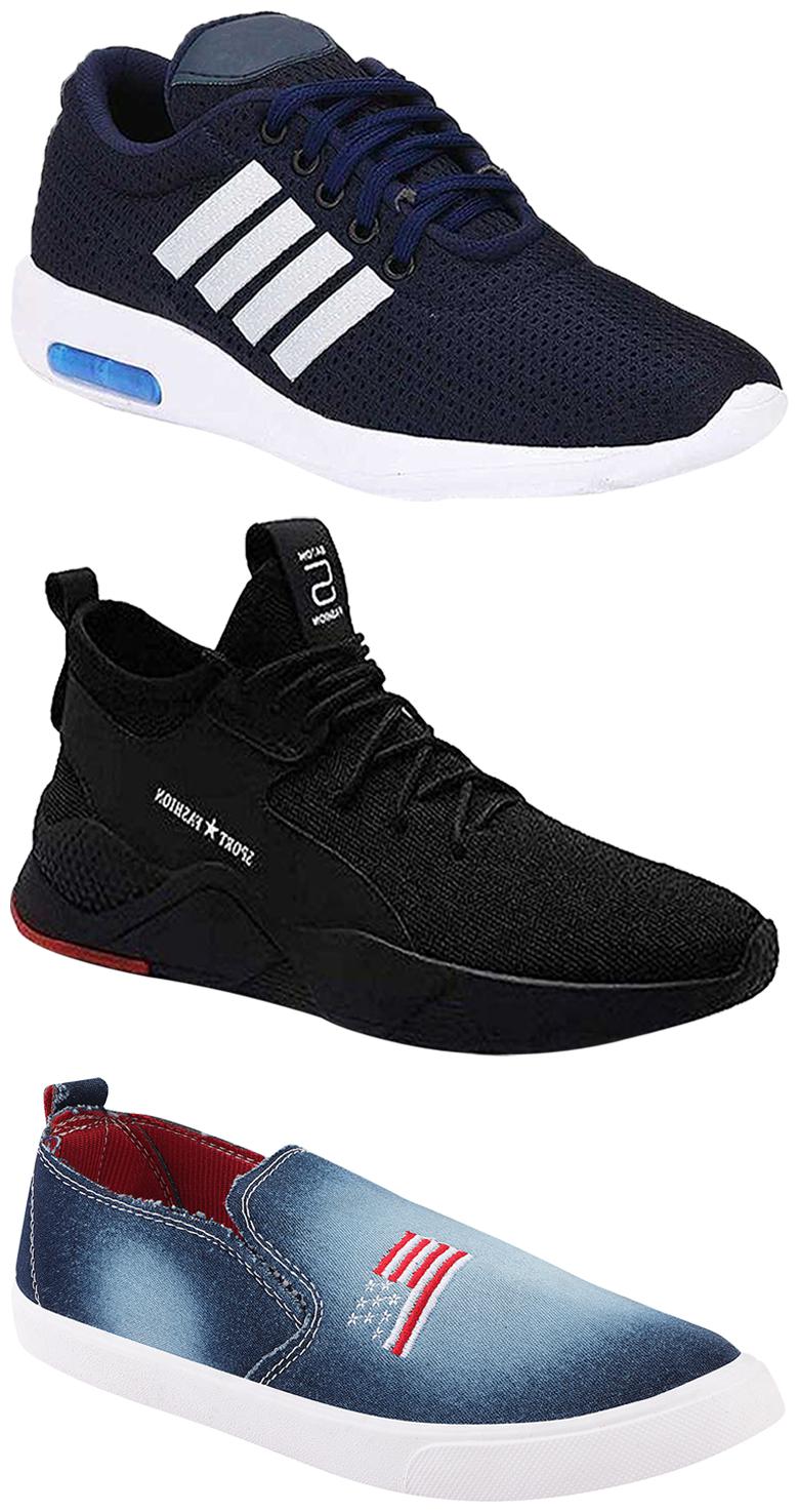 

Birde Men Multicolor Mesh Canvas Casual Sports Sneakers Runnning Shoes for Men s Boy s - UK6 (Combo of 3)