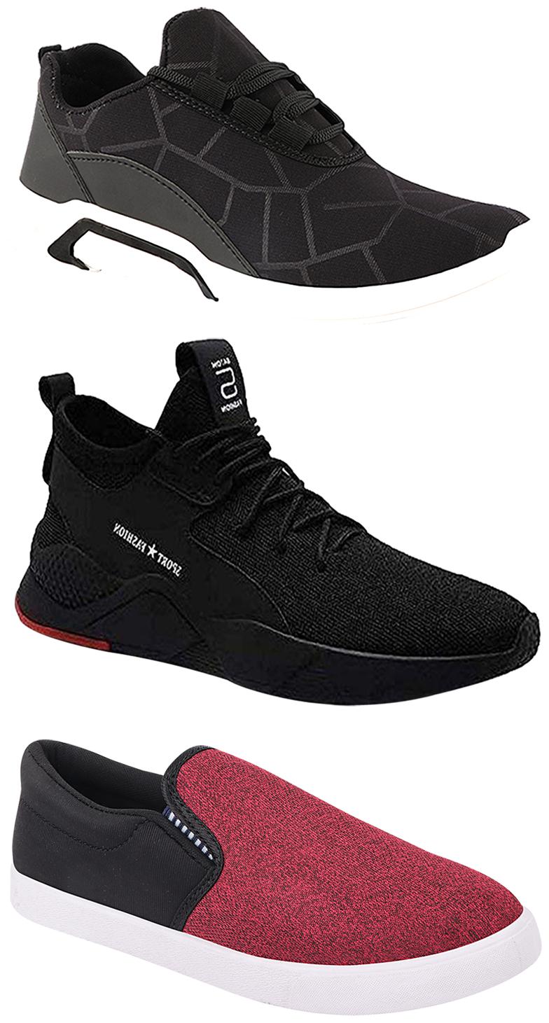 

Birde Men Multicolor Mesh Canvas Casual Sports Sneakers Runnning Shoes for Men s Boy s - UK9 (Combo of 3)