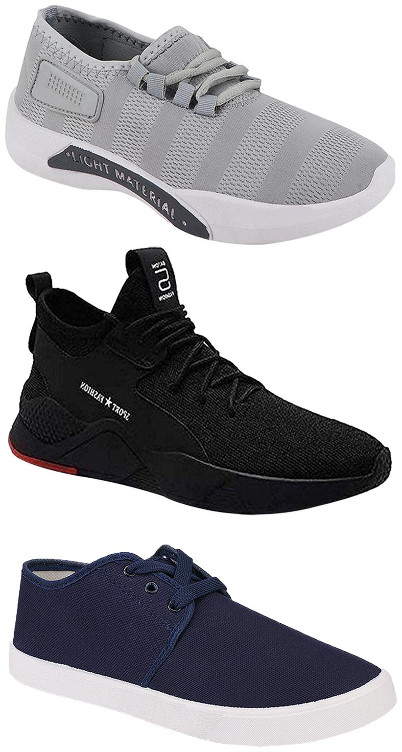 

Birde Men Multicolor Mesh Canvas Casual Sports Sneakers Runnning Shoes for Men s Boy s - UK9 (Combo of 3)