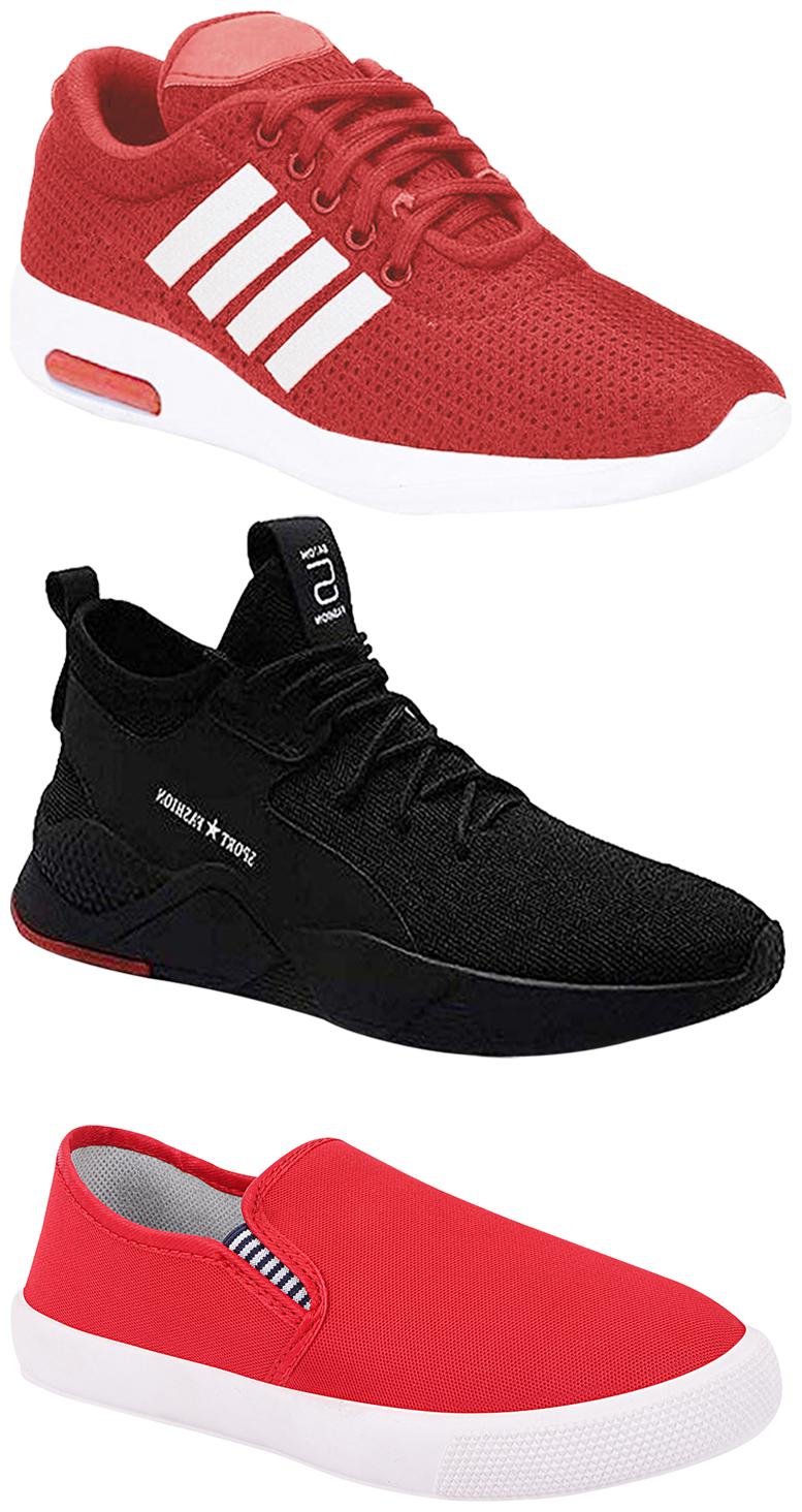 

Birde Men Multicolor Mesh Canvas Casual Sports Sneakers Runnning Shoes for Men s Boy s - UK9 (Combo of 3)