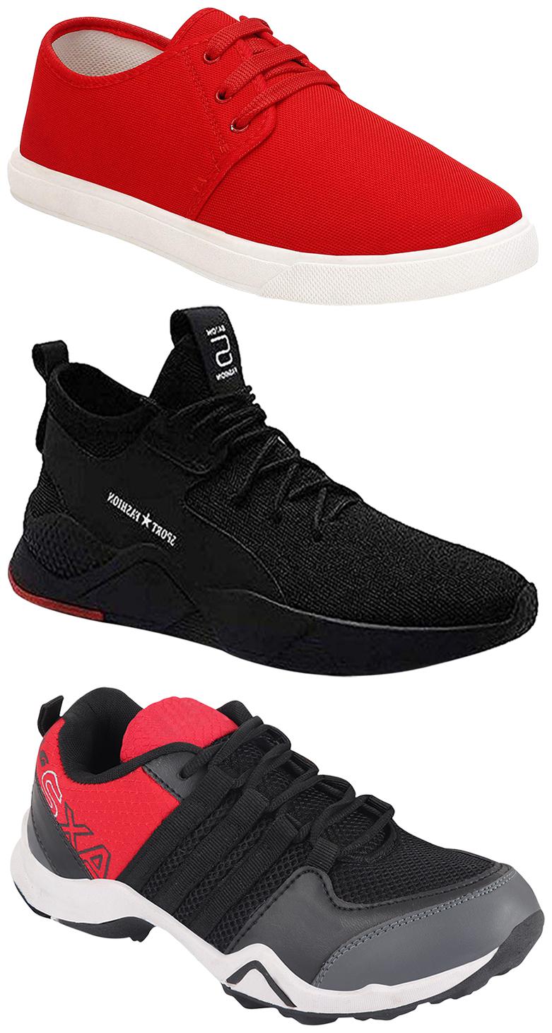 

Birde Men Multicolor Mesh Canvas Casual Sports Sneakers Runnning Shoes for Men s Boy s - UK7 (Combo of 3)