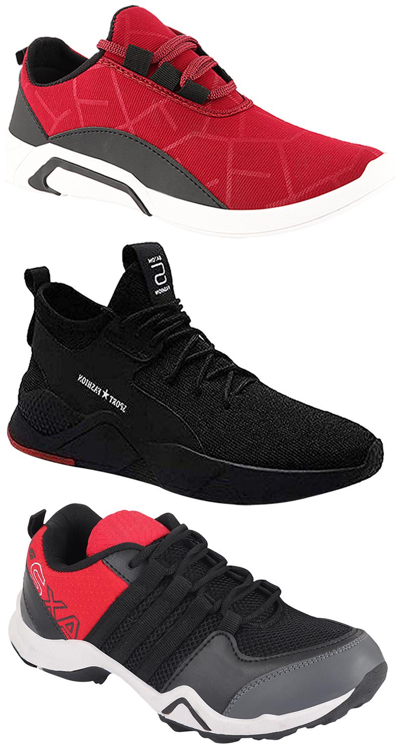 

Birde Men Multicolor Mesh Canvas Casual Sports Sneakers Runnning Shoes for Men s Boy s - UK10 (Combo of 3)