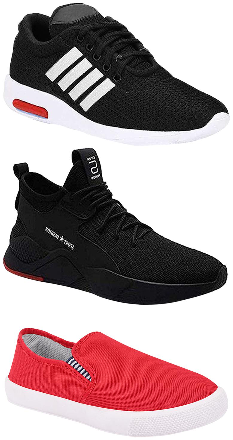 

Birde Men Multicolor Mesh Canvas Casual Sports Sneakers Runnning Shoes for Men s Boy s - UK9 (Combo of 3)