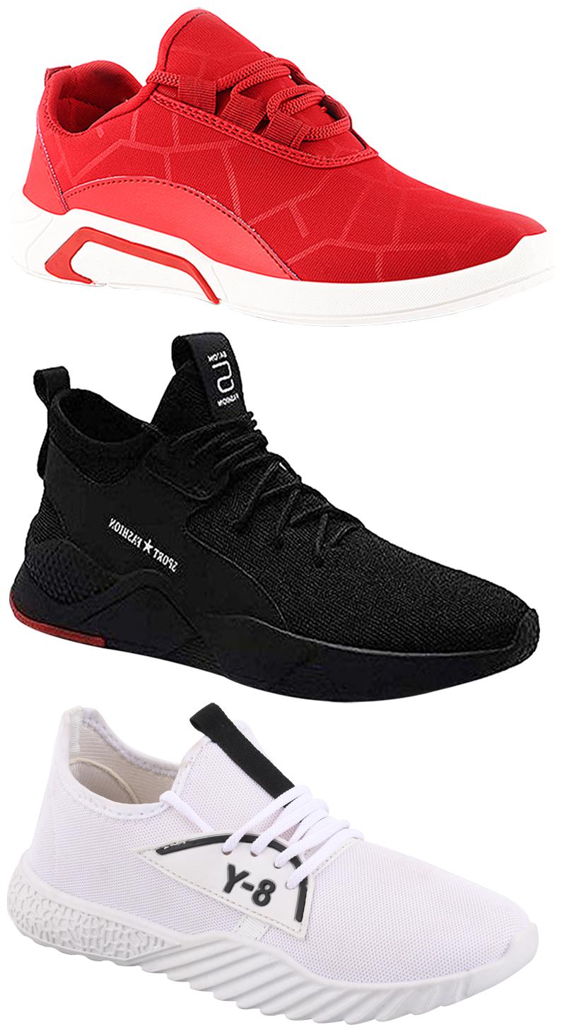 

Birde Men Multicolor Mesh Canvas Casual Sports Sneakers Runnning Shoes for Men s Boy s - UK8 (Combo of 3)