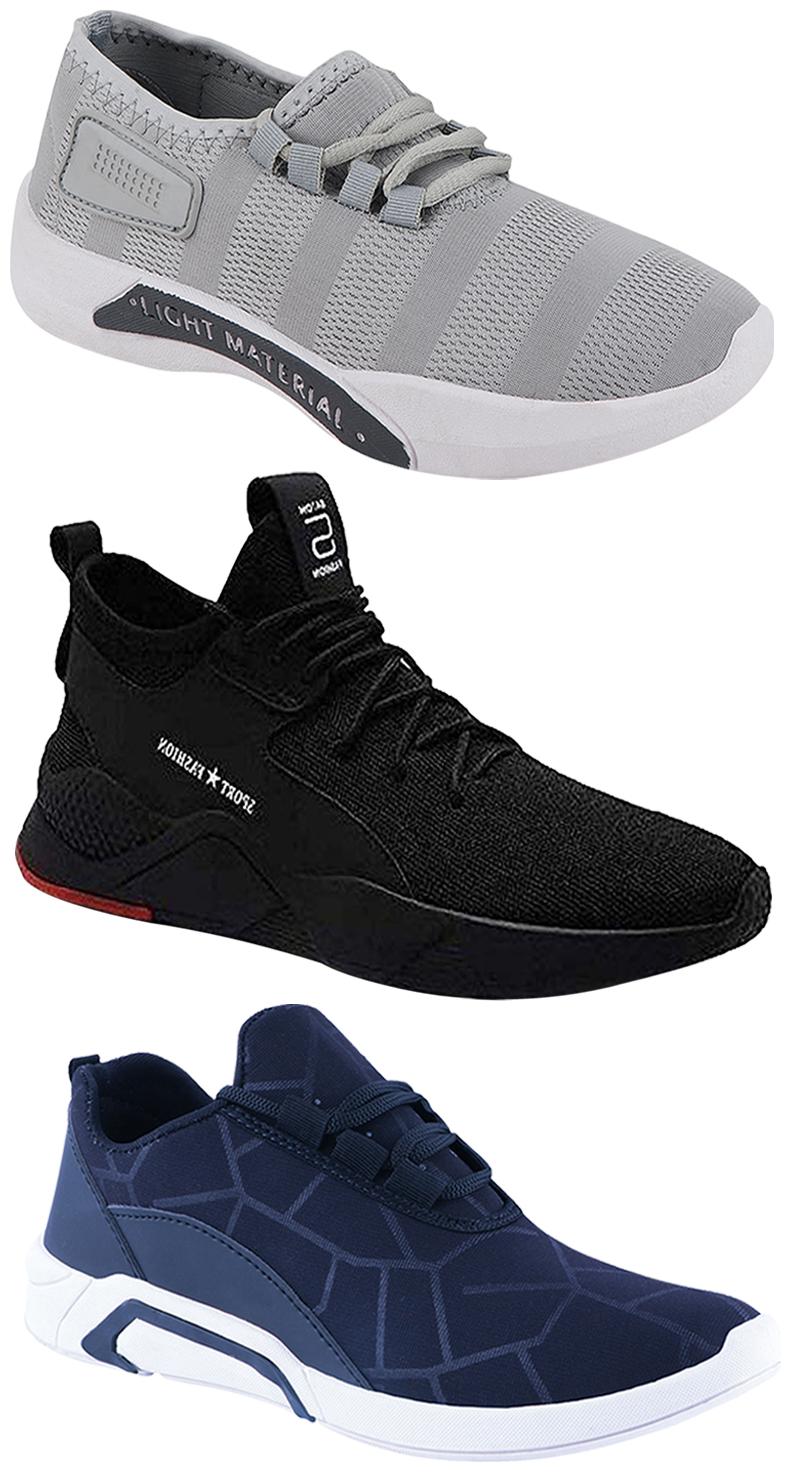 

Birde Men Multicolor Mesh Canvas Casual Sports Sneakers Runnning Shoes for Men s Boy s - UK9 (Combo of 3)