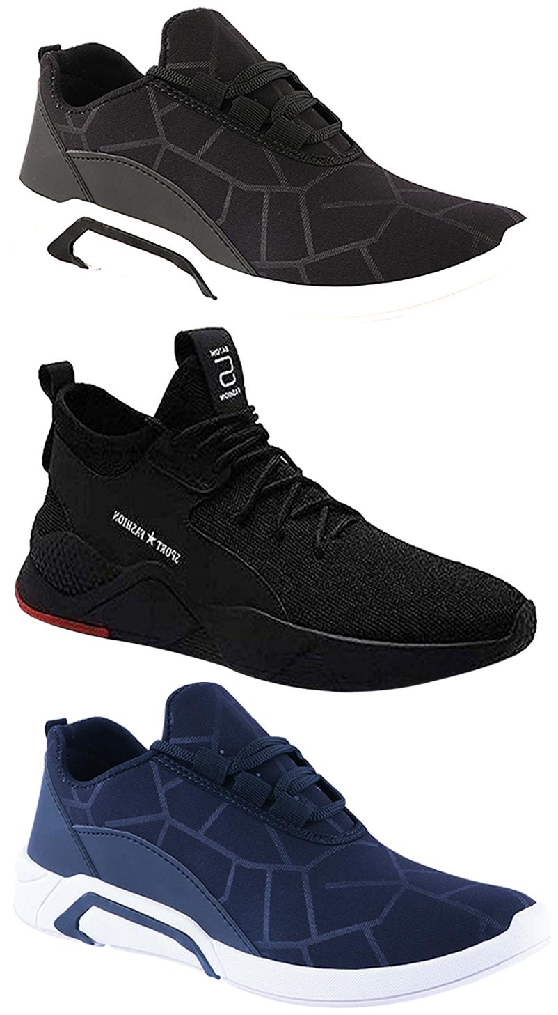 

Birde Men Multicolor Mesh Canvas Casual Sports Sneakers Runnning Shoes for Men s Boy s - UK7 (Combo of 3)
