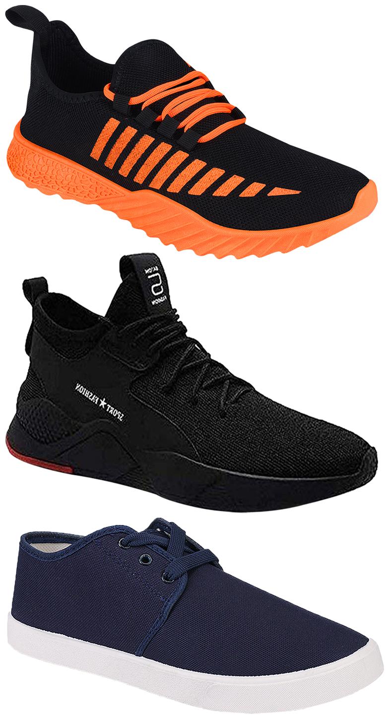 

Birde Men Multicolor Mesh Canvas Casual Sports Sneakers Runnning Shoes for Men s Boy s - UK8 (Combo of 3)