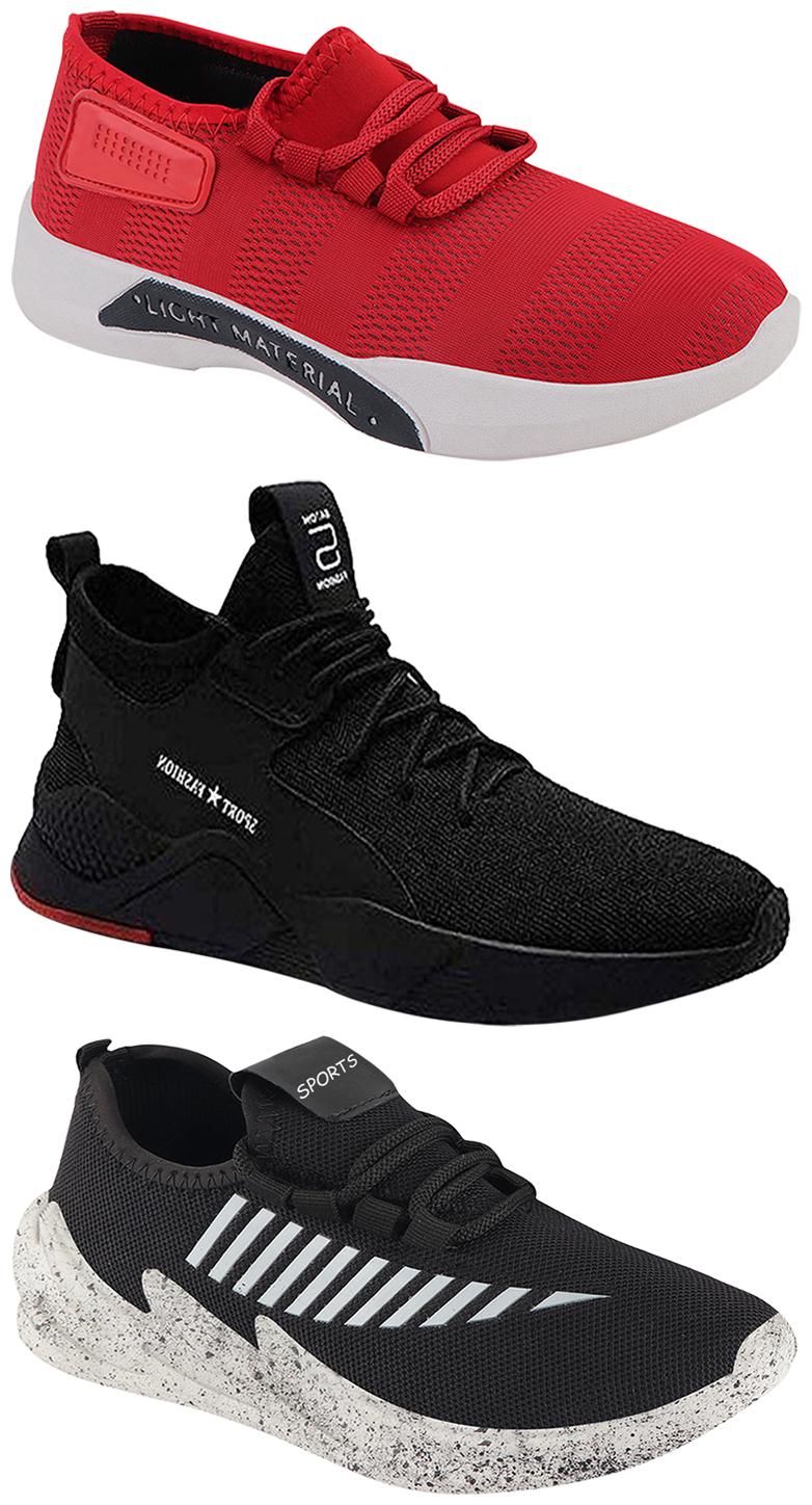 

Birde Men Multicolor Mesh Canvas Casual Sports Sneakers Runnning Shoes for Men s Boy s - UK6 (Combo of 3)