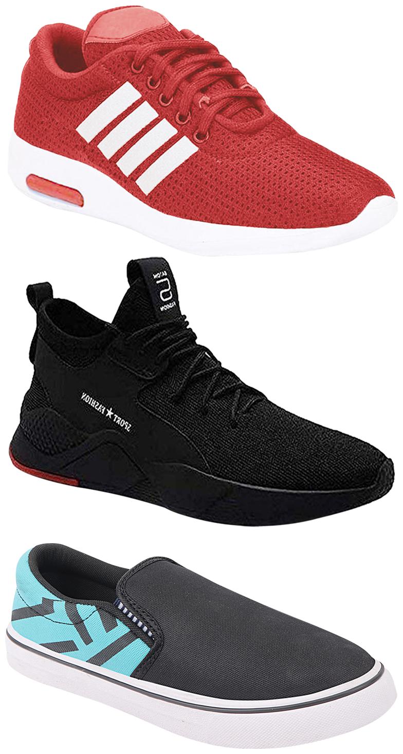 

Birde Men Multicolor Mesh Canvas Casual Sports Sneakers Runnning Shoes for Men s Boy s - UK6 (Combo of 3)