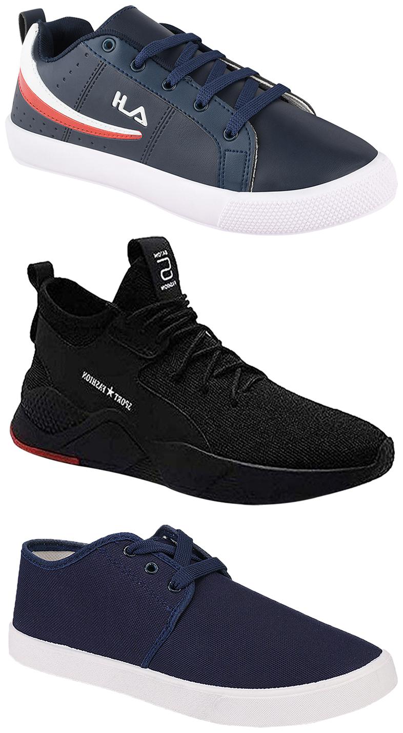 

Birde Men Multicolor Mesh Canvas Casual Sports Sneakers Runnning Shoes for Men s Boy s - UK6 (Combo of 3)