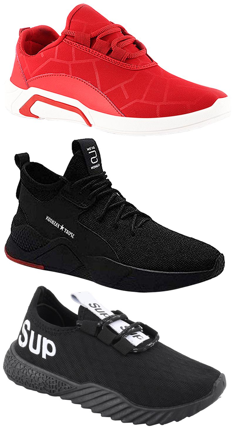 

Birde Men Multicolor Mesh Canvas Casual Sports Sneakers Runnning Shoes for Men s Boy s - UK7 (Combo of 3)