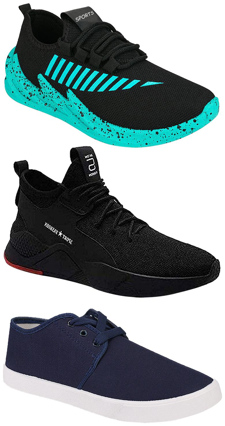 

Birde Men Multicolor Mesh Canvas Casual Sports Sneakers Runnning Shoes for Men s Boy s - UK7 (Combo of 3)