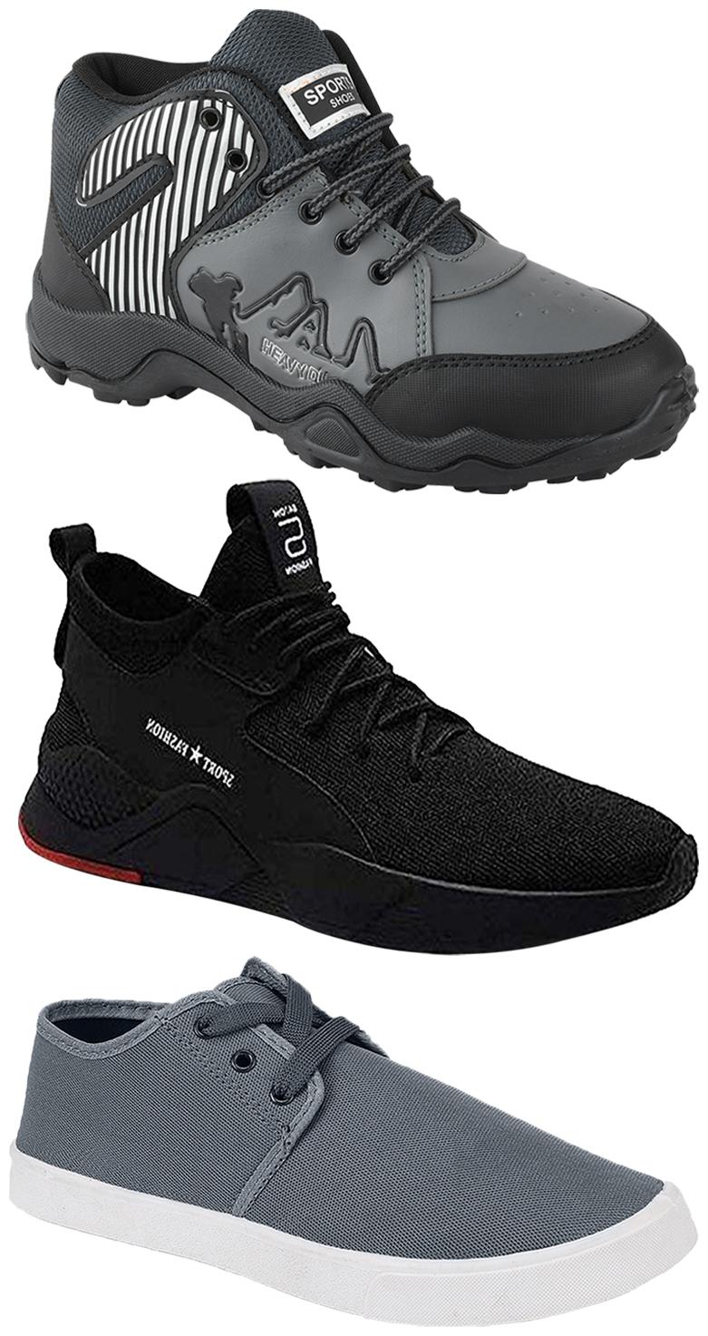 

Birde Men Multicolor Mesh Canvas Casual Sports Sneakers Runnning Shoes for Men s Boy s - UK6 (Combo of 3)