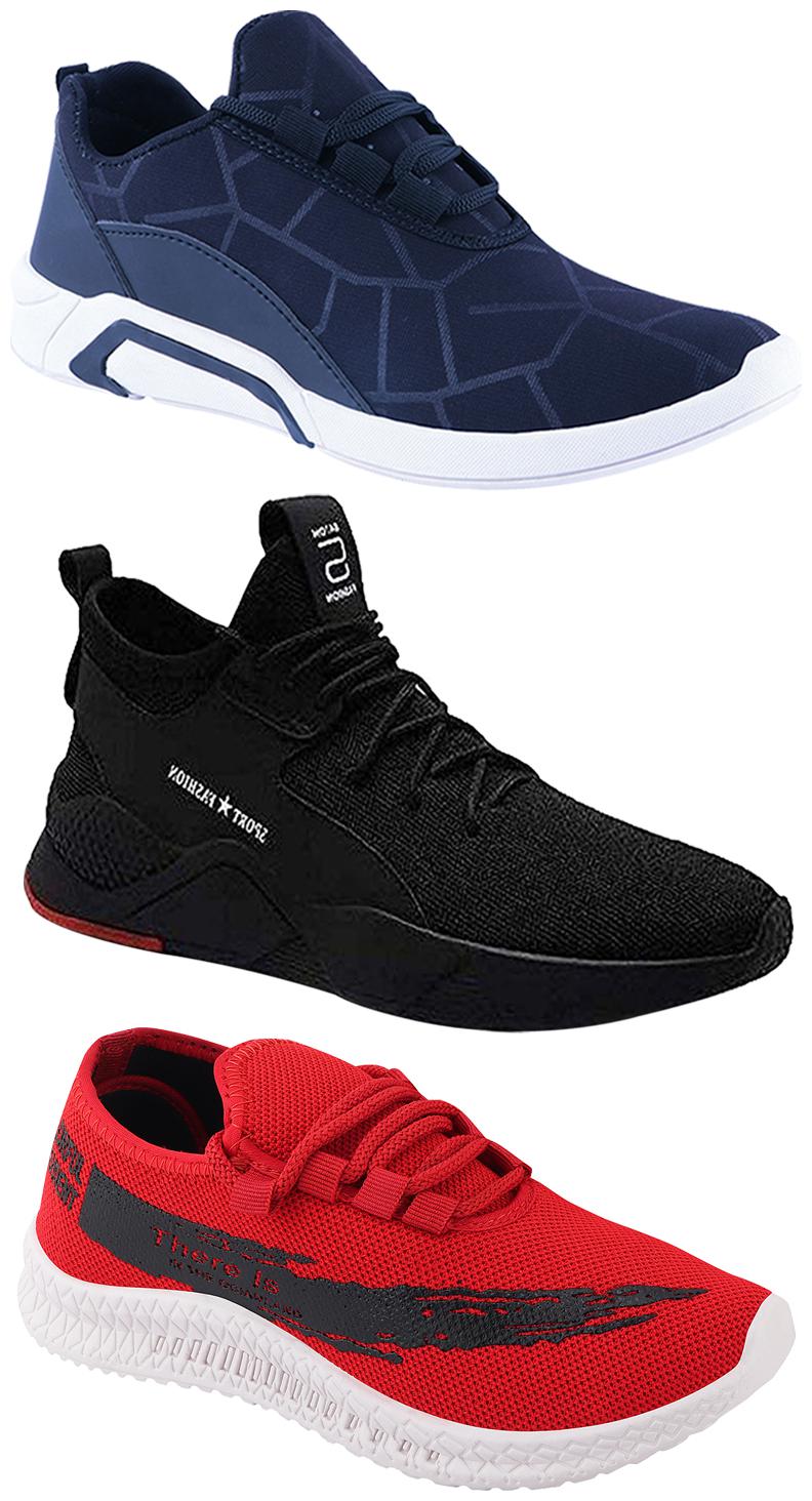 

Birde Men Multicolor Mesh Canvas Casual Sports Sneakers Runnning Shoes for Men s Boy s - UK7 (Combo of 3)