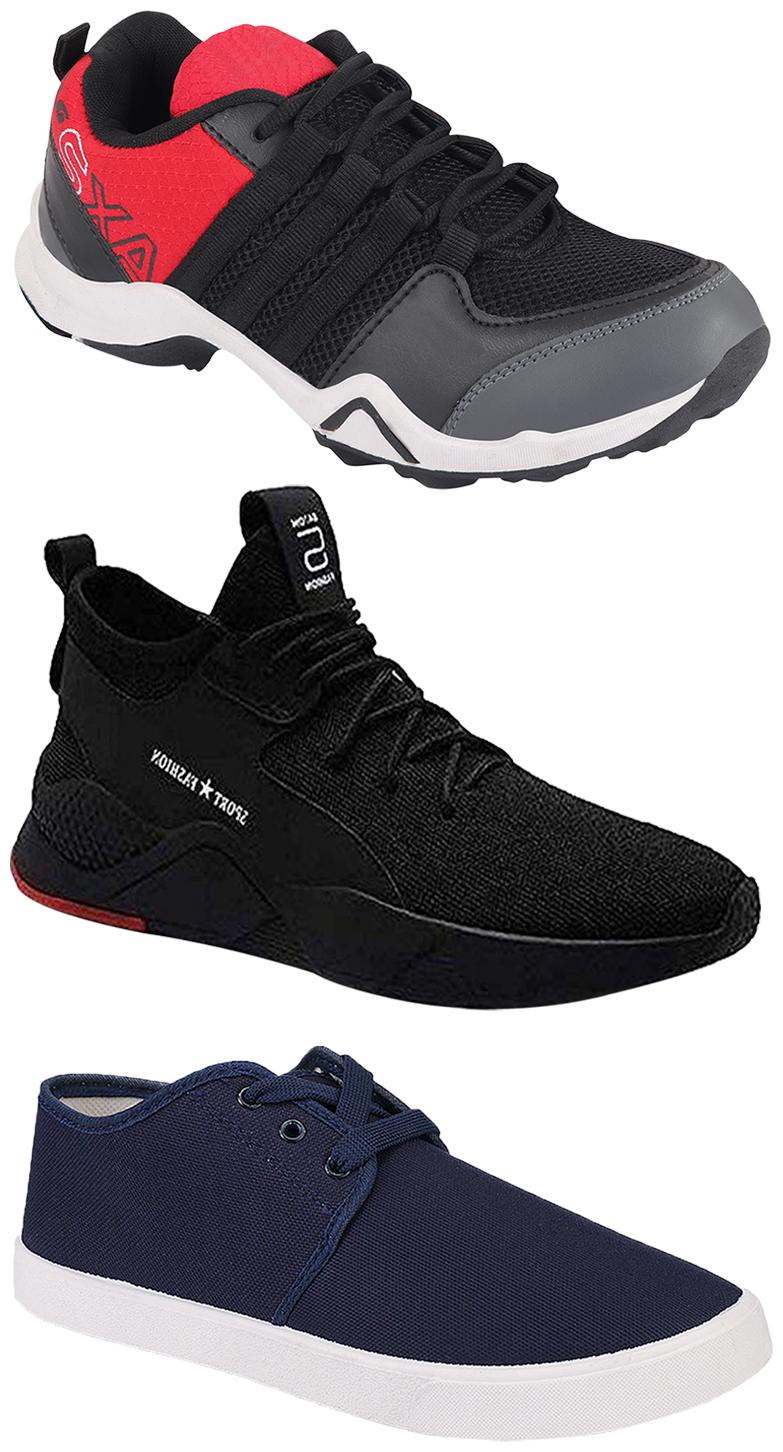 

Birde Men Multicolor Mesh Canvas Casual Sports Sneakers Runnning Shoes for Men s Boy s - UK6 (Combo of 3)