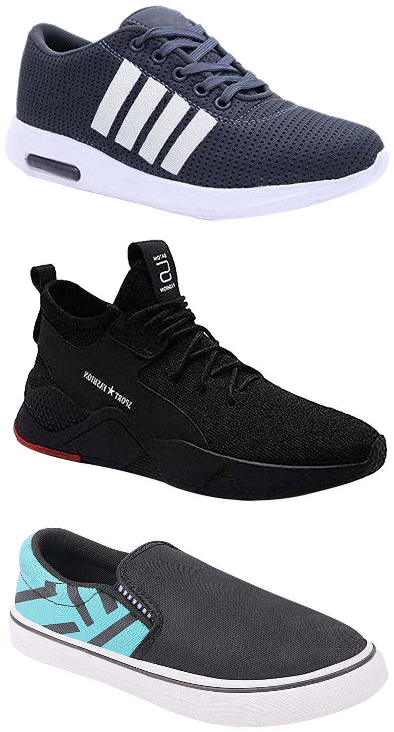 

Birde Men Multicolor Mesh Canvas Casual Sports Sneakers Runnning Shoes for Men s Boy s - UK8 (Combo of 3)