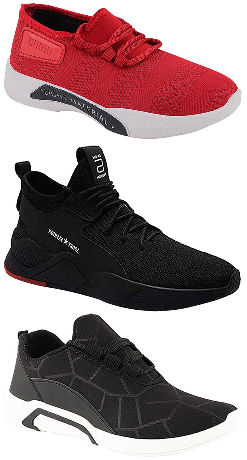 

Birde Men Multicolor Mesh Canvas Casual Sports Sneakers Runnning Shoes for Men s Boy s - UK7 (Combo of 3)