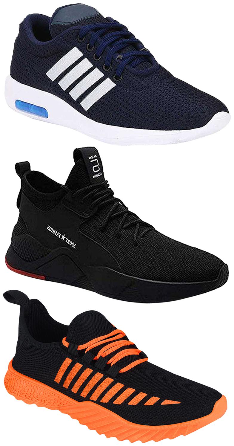 

Birde Men Multicolor Mesh Canvas Casual Sports Sneakers Runnning Shoes for Men s Boy s - UK8 (Combo of 3)