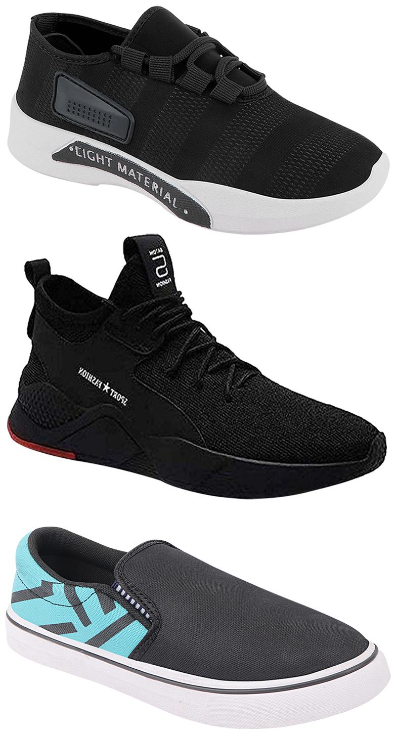 

Birde Men Multicolor Mesh Canvas Casual Sports Sneakers Runnning Shoes for Men s Boy s - UK7 (Combo of 3)