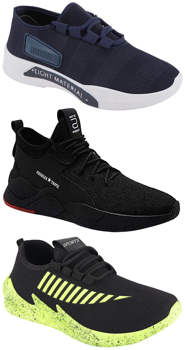 

Birde Men Multicolor Mesh Canvas Casual Sports Sneakers Runnning Shoes for Men s Boy s - UK8 (Combo of 3)