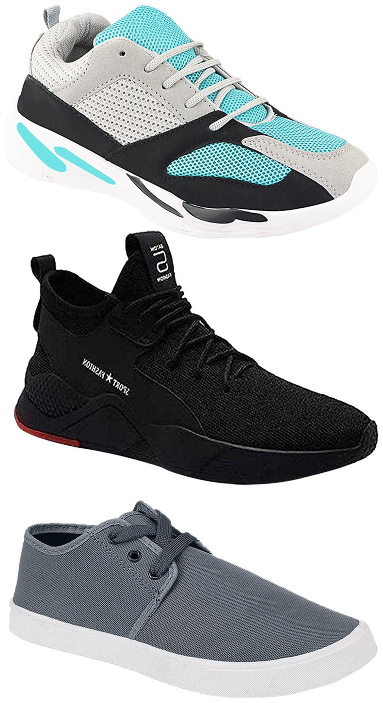 

Birde Men Multicolor Mesh Canvas Casual Sports Sneakers Runnning Shoes for Men s Boy s - UK6 (Combo of 3)
