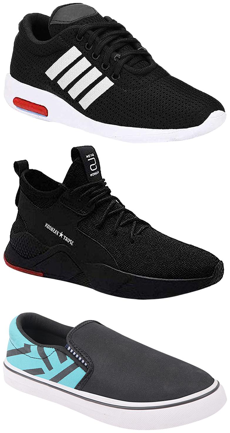 

Birde Men Multicolor Mesh Canvas Casual Sports Sneakers Runnning Shoes for Men s Boy s - UK10 (Combo of 3)