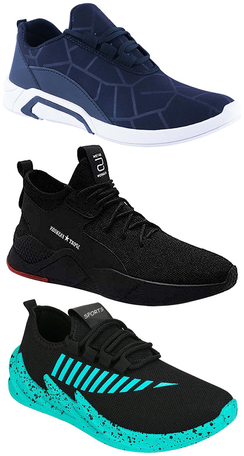 

Birde Men Multicolor Mesh Canvas Casual Sports Sneakers Runnning Shoes for Men s Boy s - UK10 (Combo of 3)