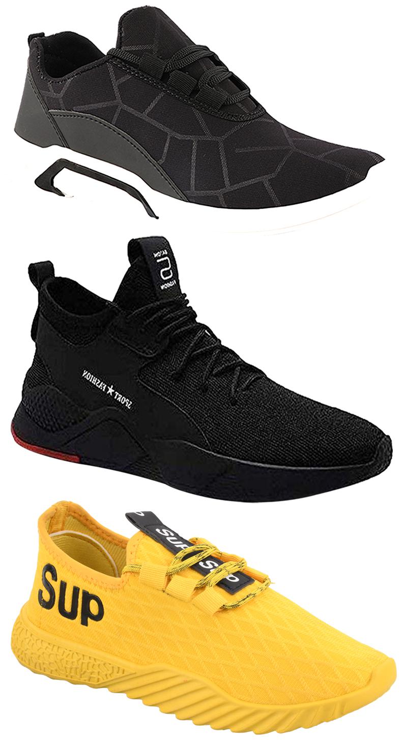 

Birde Men Multicolor Mesh Canvas Casual Sports Sneakers Runnning Shoes for Men s Boy s - UK9 (Combo of 3)