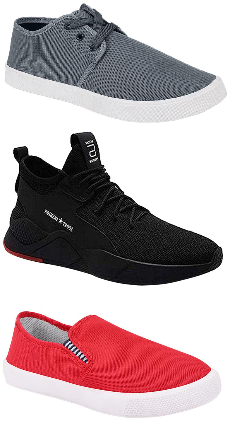 

Birde Men Multicolor Mesh Canvas Casual Sports Sneakers Runnning Shoes for Men s Boy s - UK9 (Combo of 3)