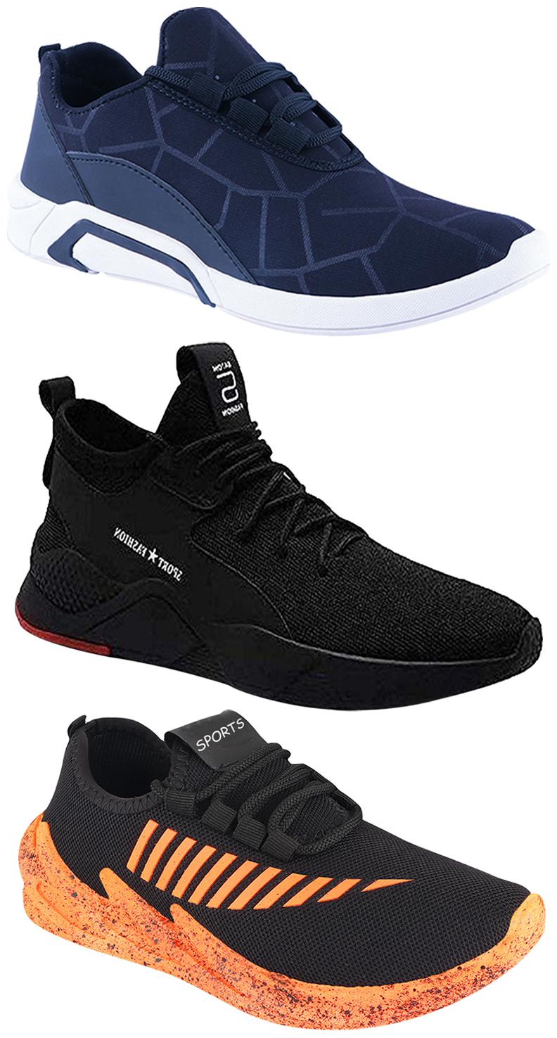 

Birde Men Multicolor Mesh Canvas Casual Sports Sneakers Runnning Shoes for Men s Boy s - UK10 (Combo of 3)