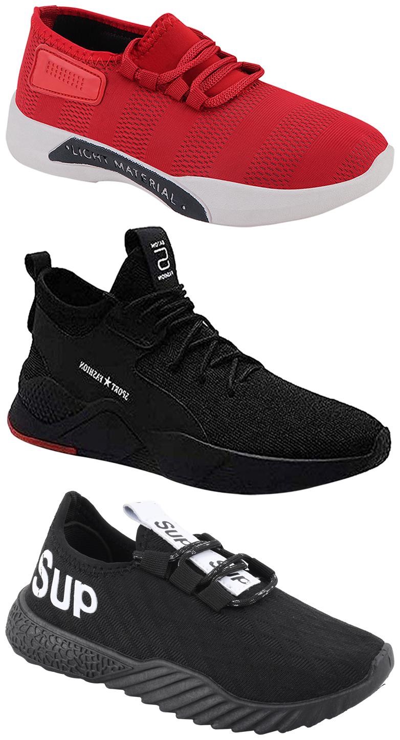 

Birde Men Multicolor Mesh Canvas Casual Sports Sneakers Runnning Shoes for Men s Boy s - UK7 (Combo of 3)