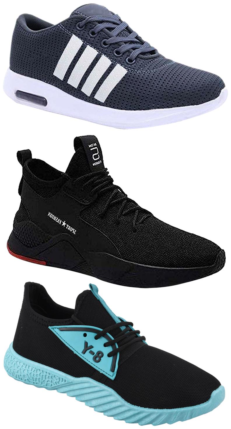 

Birde Men Multicolor Mesh Canvas Casual Sports Sneakers Runnning Shoes for Men s Boy s - UK8 (Combo of 3)