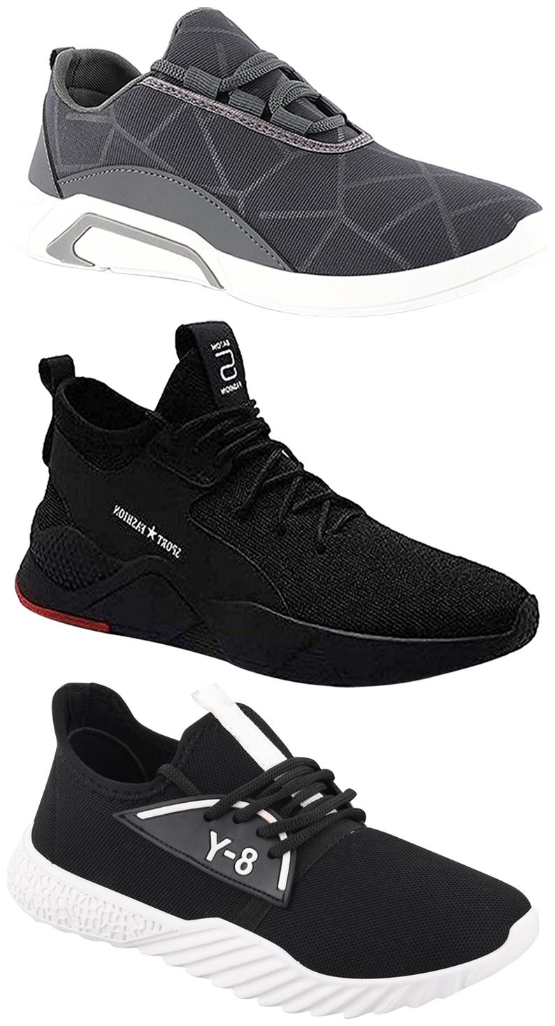 

Birde Men Multicolor Mesh Canvas Casual Sports Sneakers Runnning Shoes for Men s Boy s - UK10 (Combo of 3)