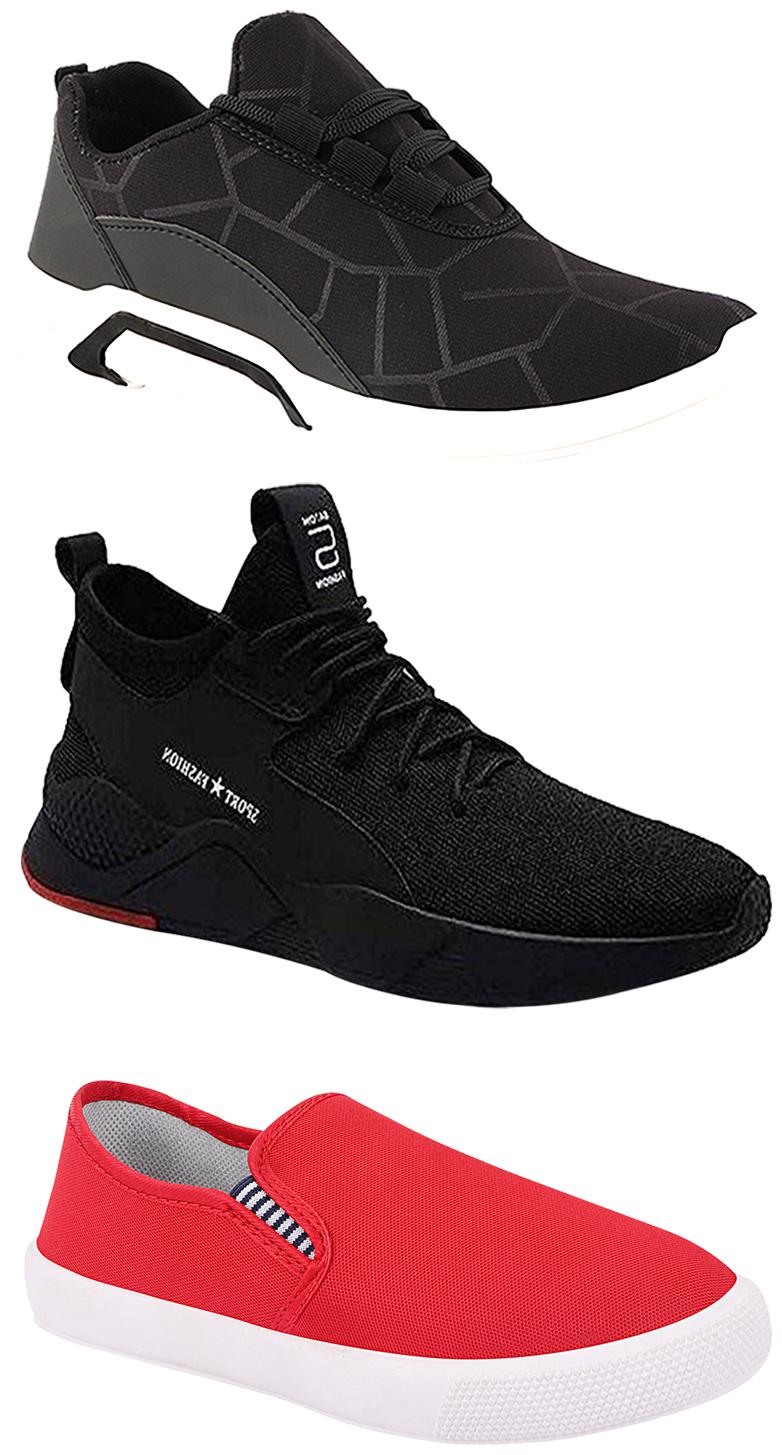 

Birde Men Multicolor Mesh Canvas Casual Sports Sneakers Runnning Shoes for Men s Boy s - UK6 (Combo of 3)