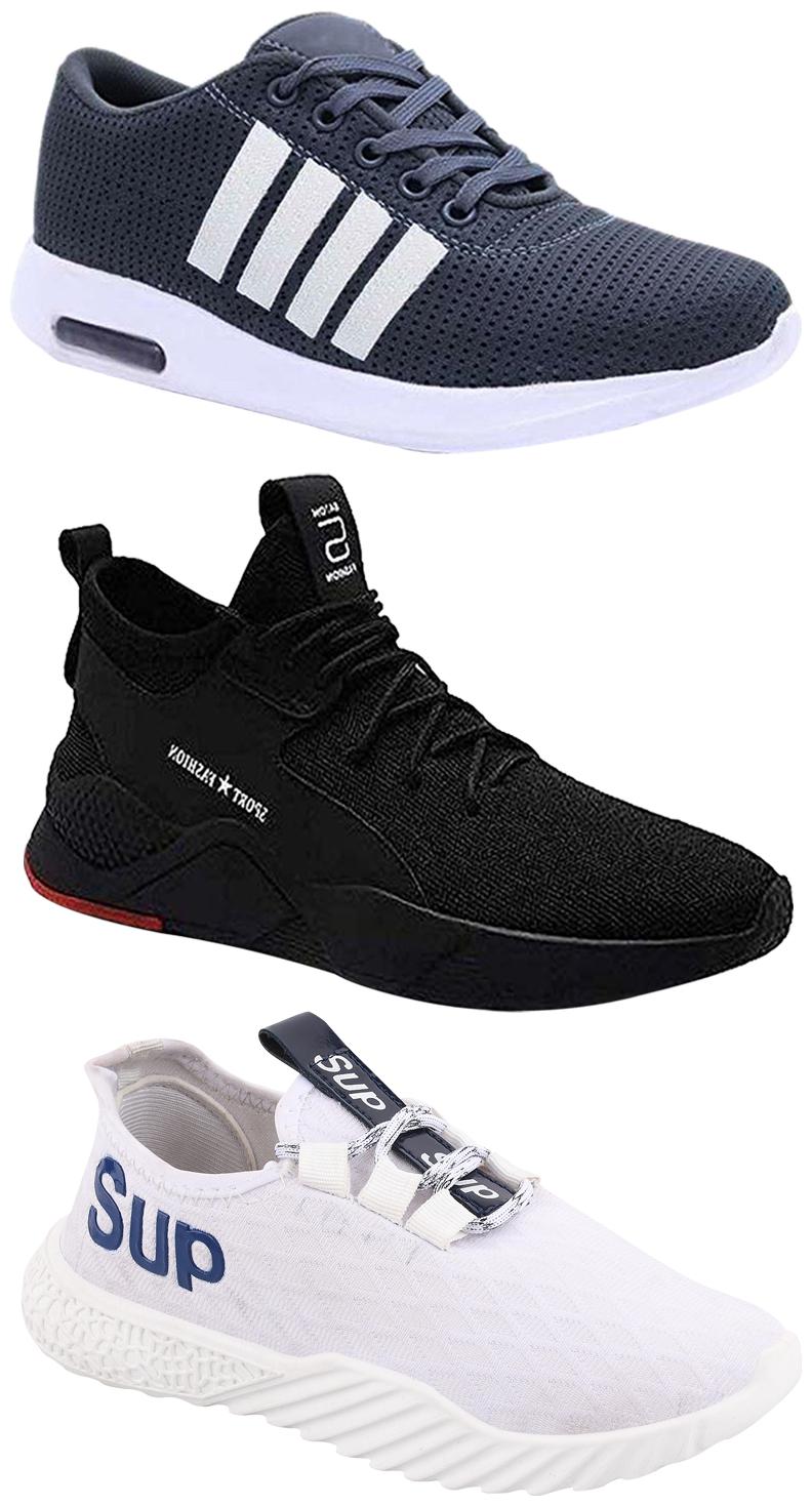 

Birde Men Multicolor Mesh Canvas Casual Sports Sneakers Runnning Shoes for Men s Boy s - UK10 (Combo of 3)