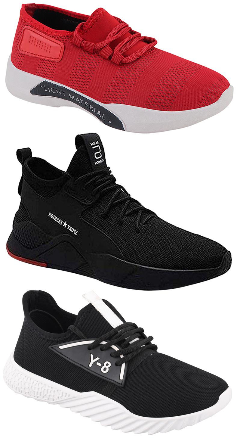 

Birde Men Multicolor Mesh Canvas Casual Sports Sneakers Runnning Shoes for Men s Boy s - UK7 (Combo of 3)