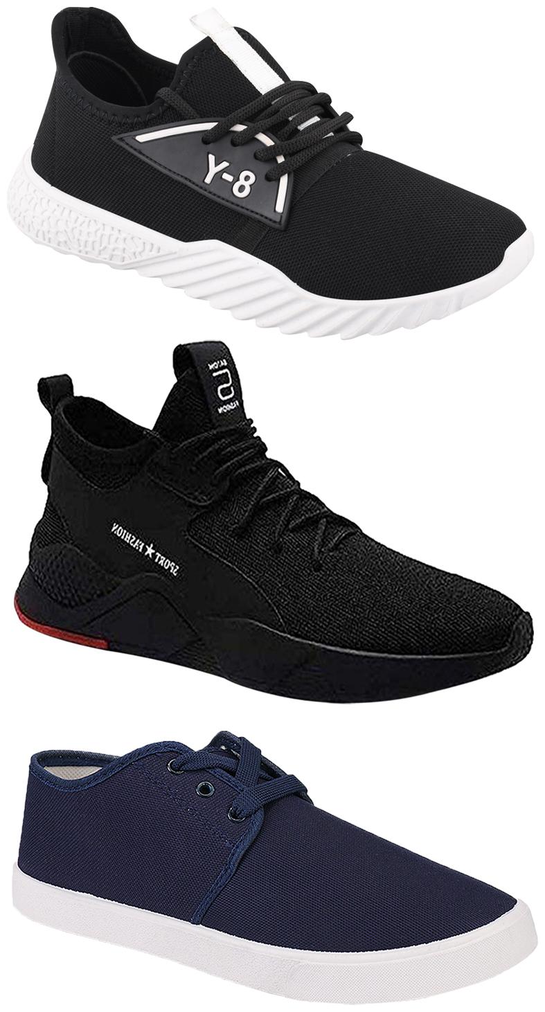 

Birde Men Multicolor Mesh Canvas Casual Sports Sneakers Runnning Shoes for Men s Boy s - UK8 (Combo of 3)