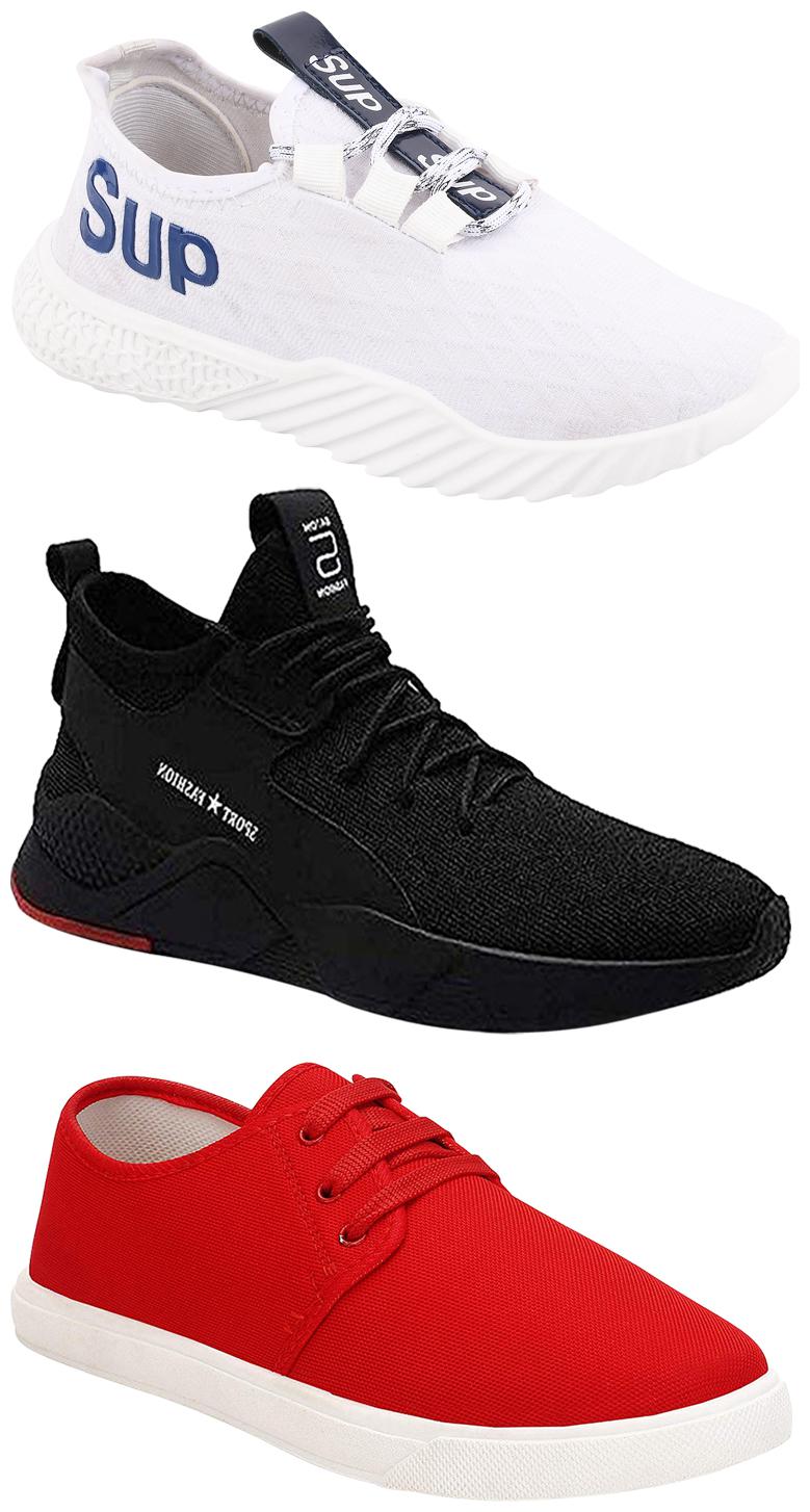 

Birde Men Multicolor Mesh Canvas Casual Sports Sneakers Runnning Shoes for Men s Boy s - UK8 (Combo of 3)