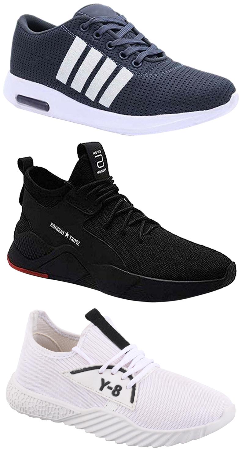 

Birde Men Multicolor Mesh Canvas Casual Sports Sneakers Runnning Shoes for Men s Boy s - UK10 (Combo of 3)