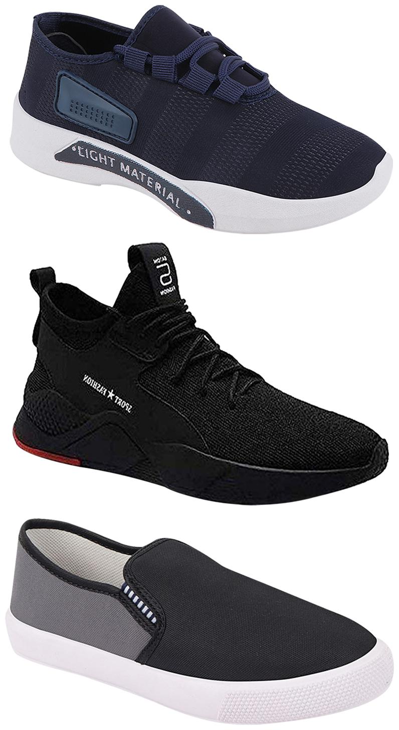 

Birde Men Multicolor Mesh Canvas Casual Sports Sneakers Runnning Shoes for Men s Boy s - UK6 (Combo of 3)