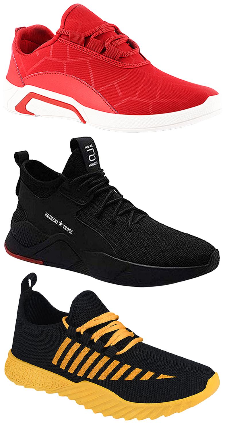 

Birde Men Multicolor Mesh Canvas Casual Sports Sneakers Runnning Shoes for Men s Boy s - UK7 (Combo of 3)