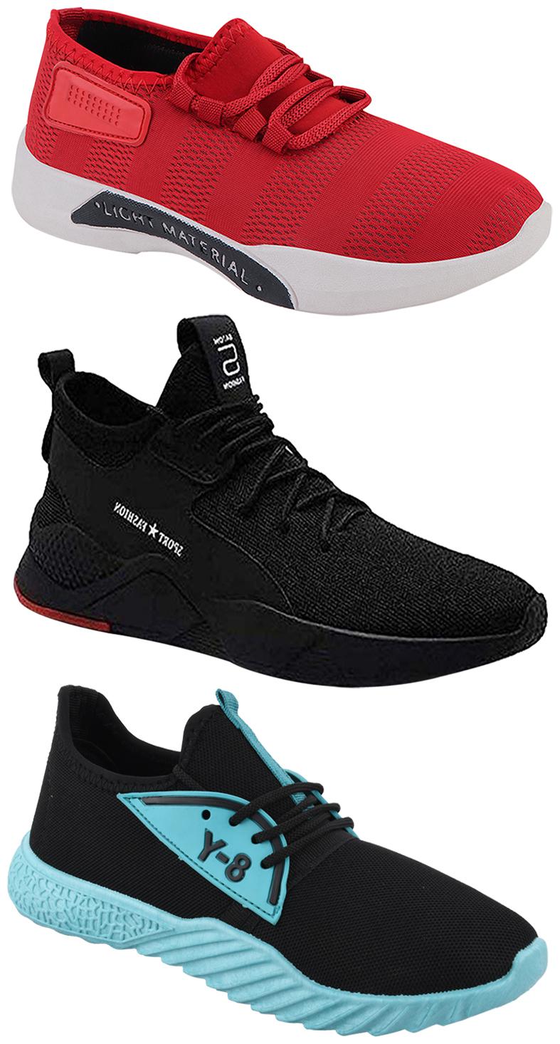 

Birde Men Multicolor Mesh Canvas Casual Sports Sneakers Runnning Shoes for Men s Boy s - UK6 (Combo of 3)