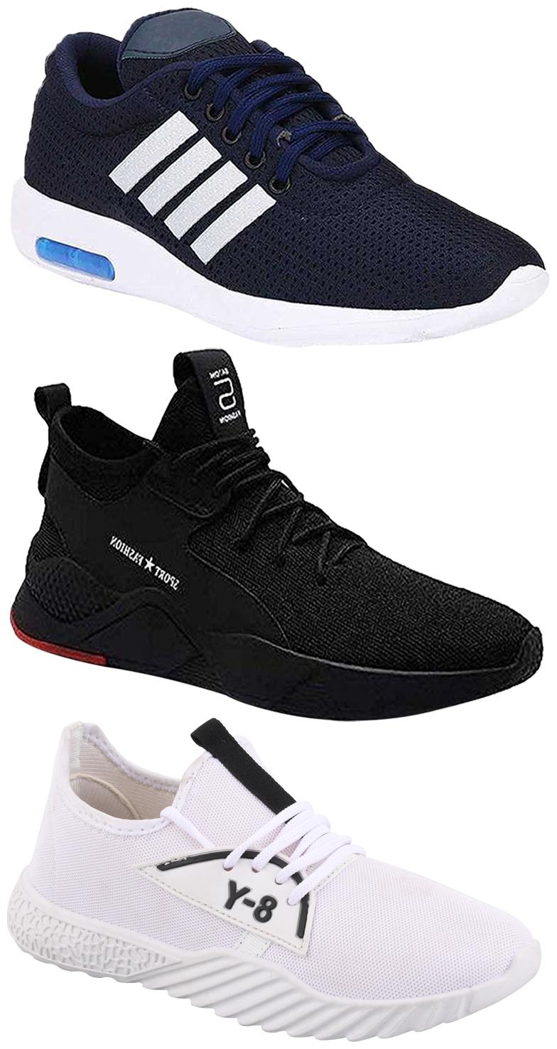 

Birde Men Multicolor Mesh Canvas Casual Sports Sneakers Runnning Shoes for Men s Boy s - UK6 (Combo of 3)