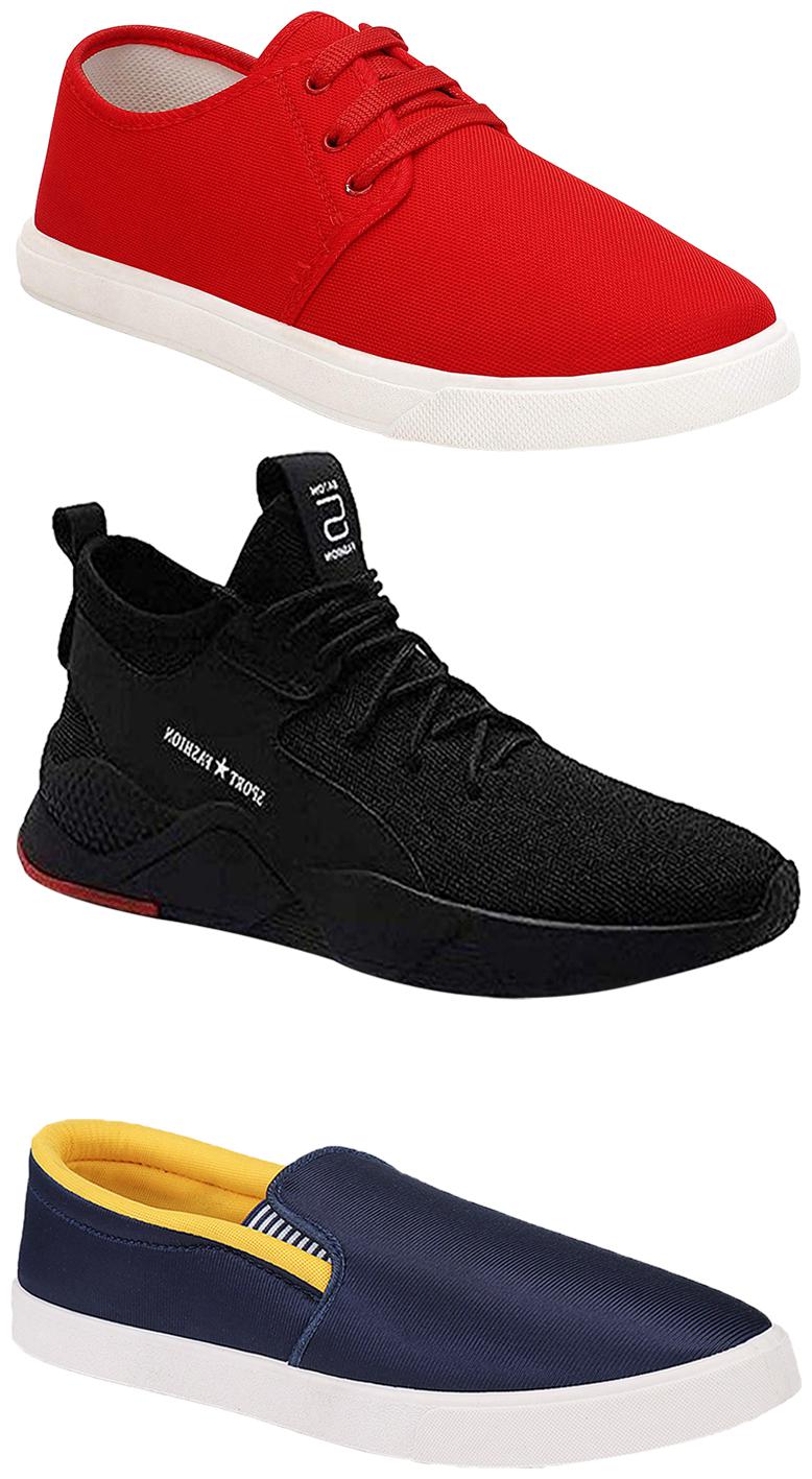 

Birde Men Multicolor Mesh Canvas Casual Sports Sneakers Runnning Shoes for Men s Boy s - UK9 (Combo of 3)