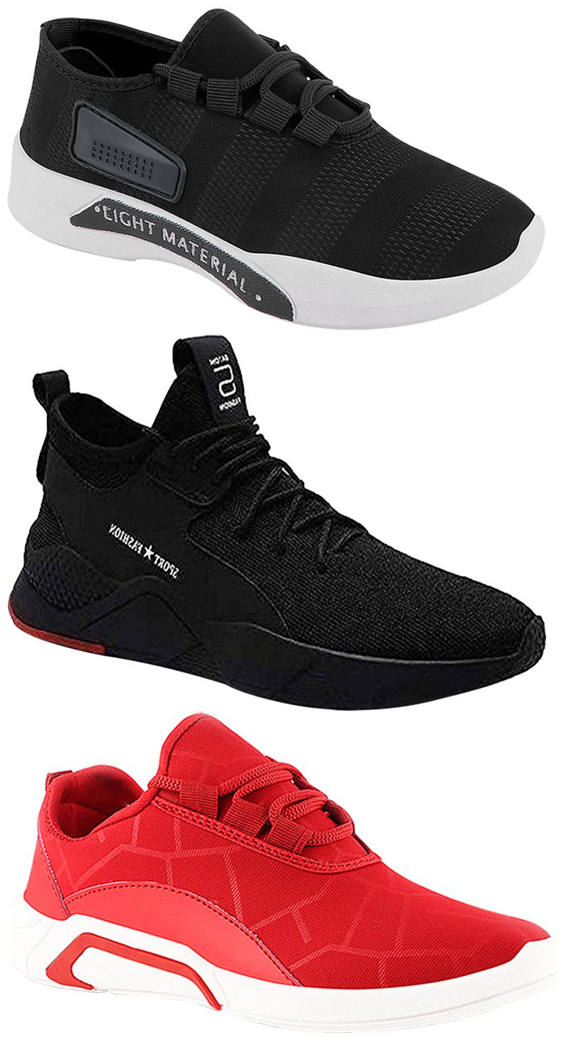 

Birde Men Multicolor Mesh Canvas Casual Sports Sneakers Runnning Shoes for Men s Boy s - UK8 (Combo of 3)