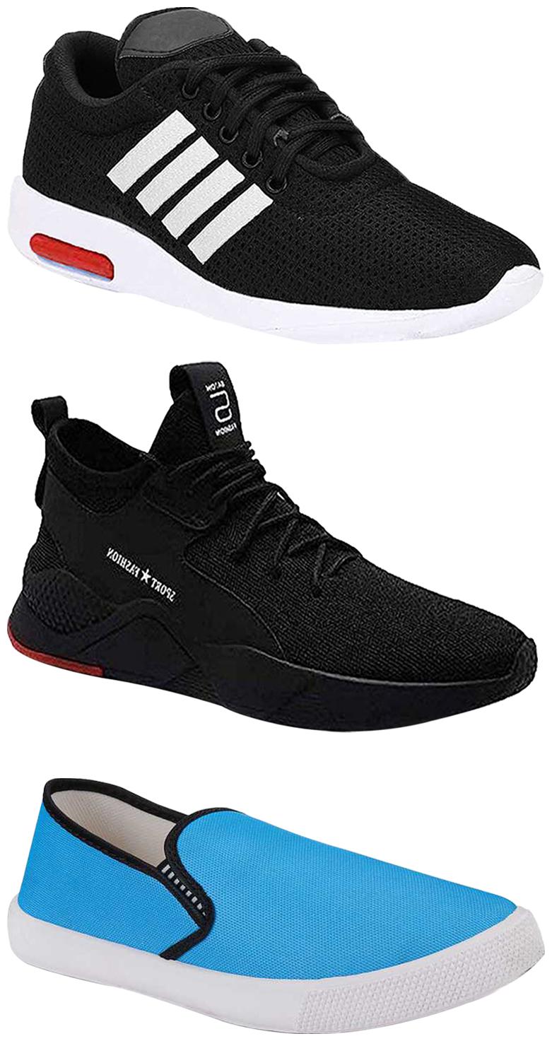 

Birde Men Multicolor Mesh Canvas Casual Sports Sneakers Runnning Shoes for Men s Boy s - UK10 (Combo of 3)