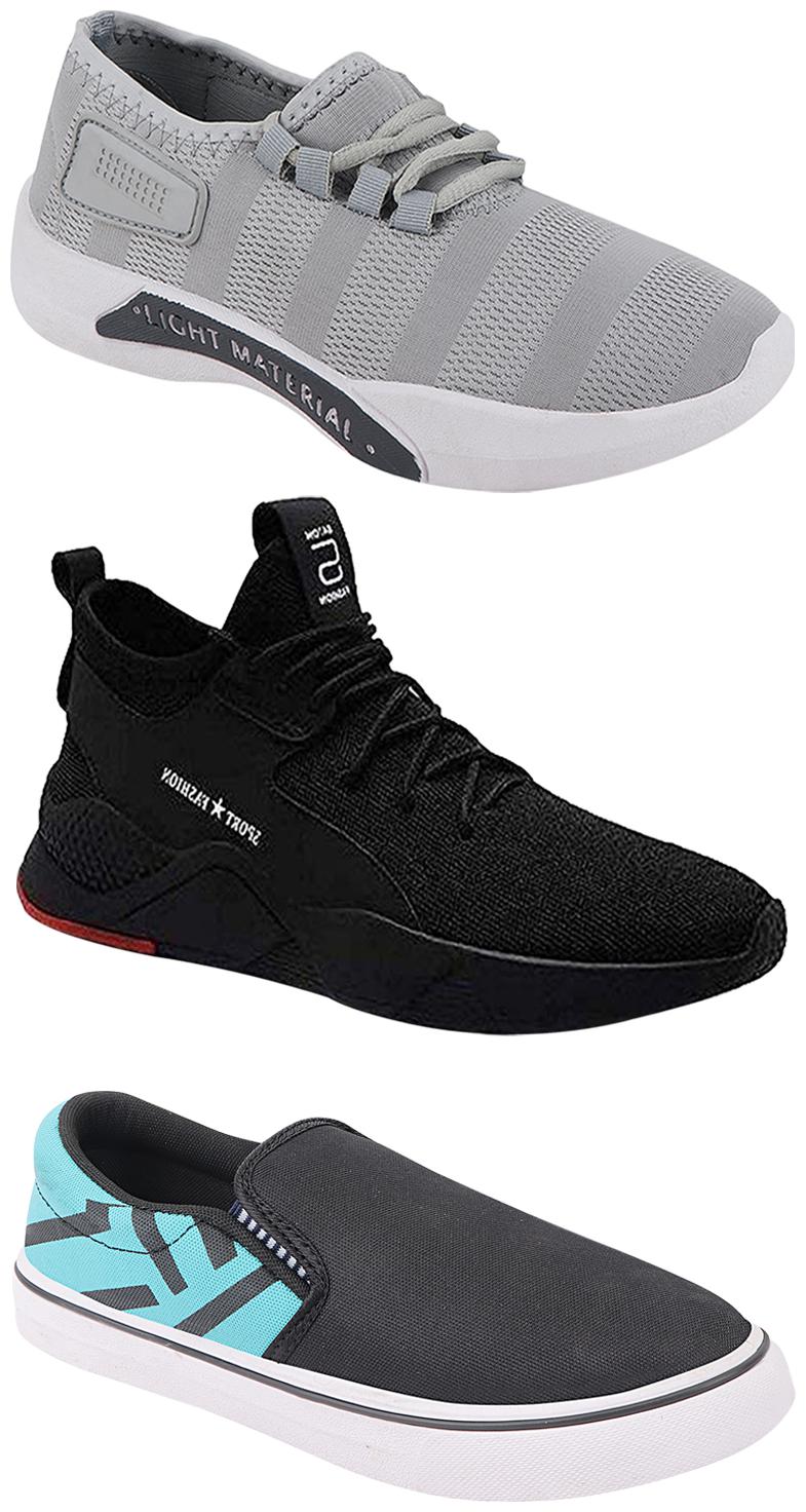 

Birde Men Multicolor Mesh Canvas Casual Sports Sneakers Runnning Shoes for Men s Boy s - UK8 (Combo of 3)