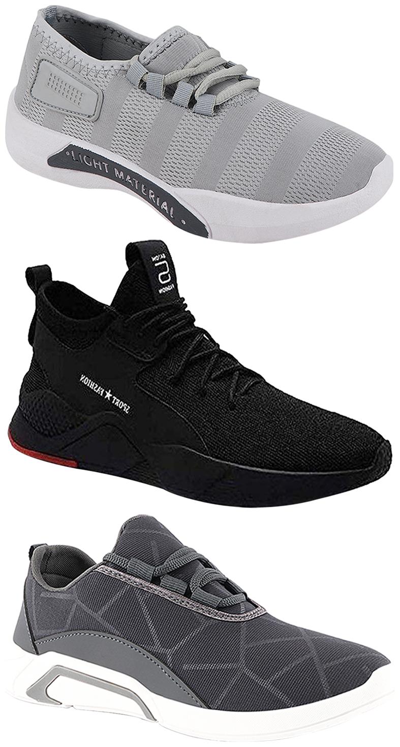 

Birde Men Multicolor Mesh Canvas Casual Sports Sneakers Runnning Shoes for Men s Boy s - UK9 (Combo of 3)