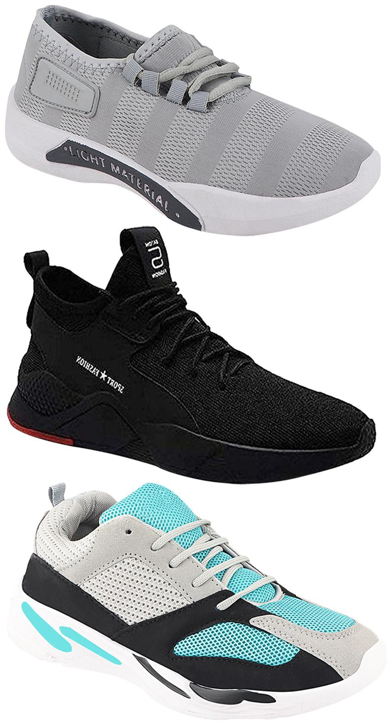 

Birde Men Multicolor Mesh Canvas Casual Sports Sneakers Runnning Shoes for Men s Boy s - UK8 (Combo of 3)
