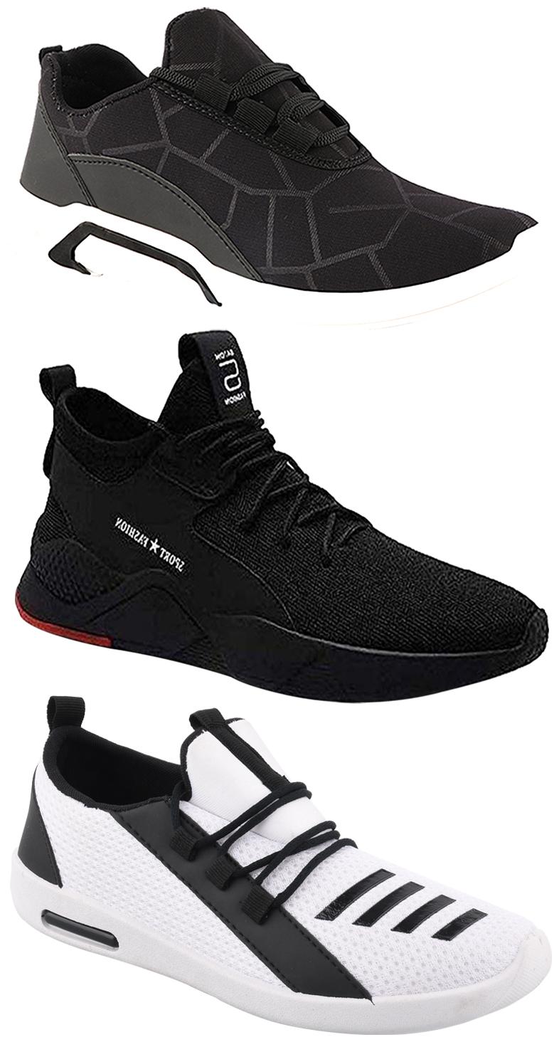 

Birde Men Multicolor Mesh Canvas Casual Sports Sneakers Runnning Shoes for Men s Boy s - UK8 (Combo of 3)